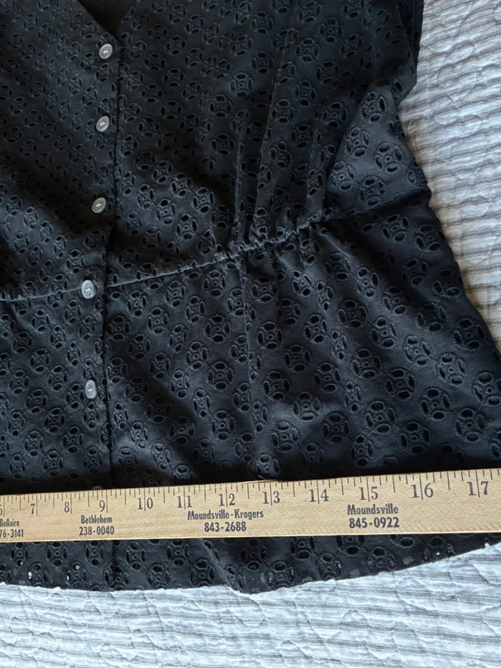 J. Crew Black Eyelet Button-Front V-Neck Blouse Size 8
